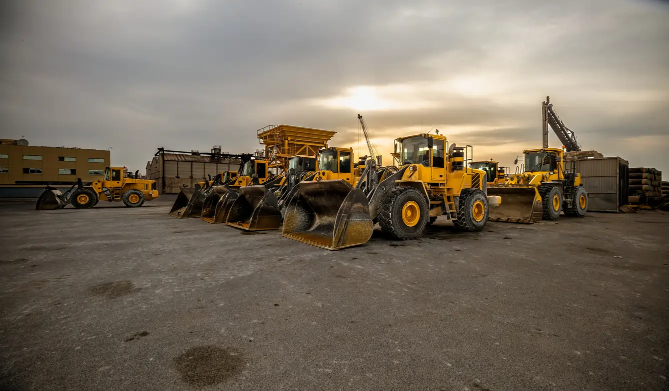 Heavy equipment operating at a mining and infrastructure site in Colombia